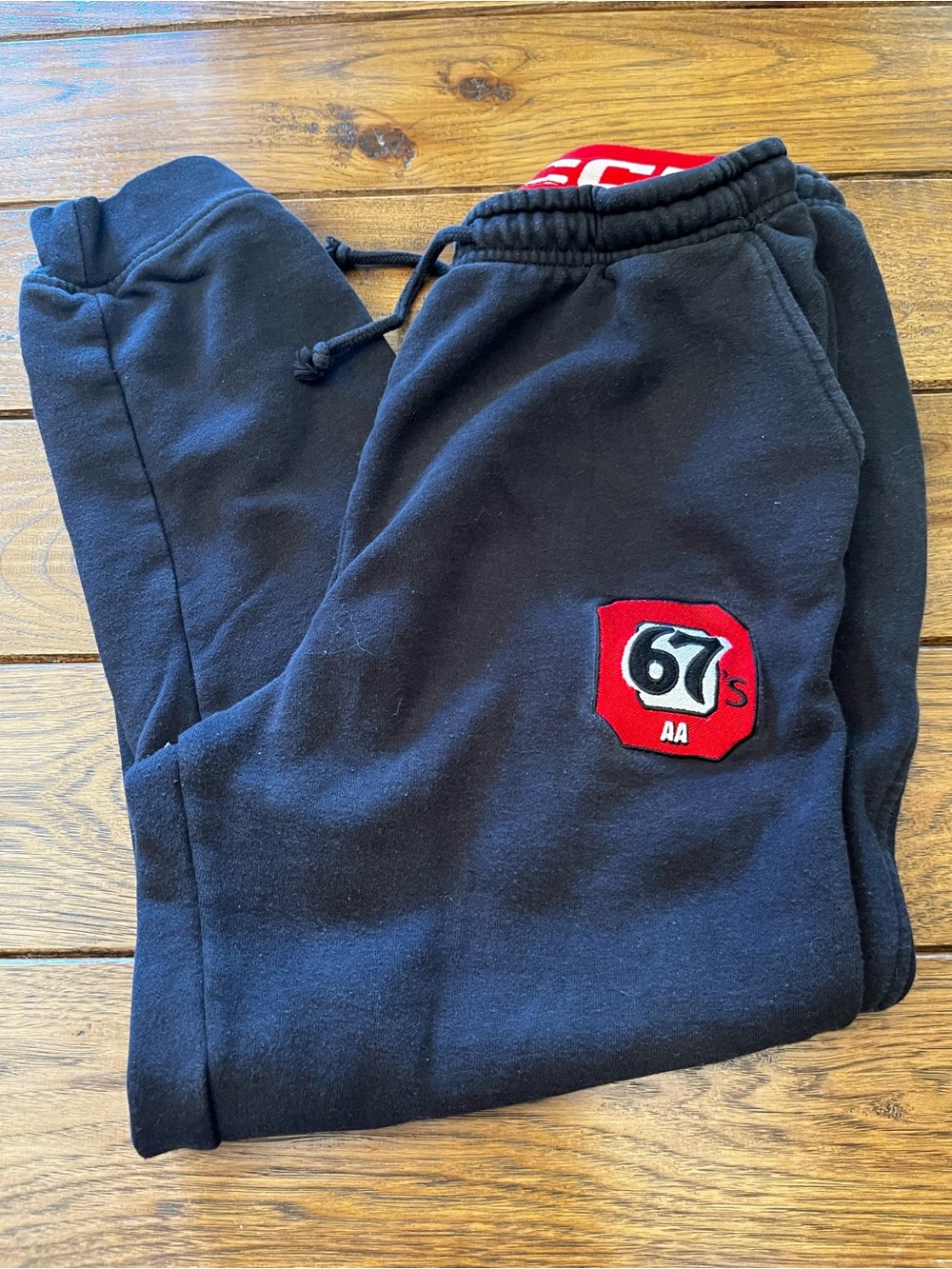 CCM Black Track Joggers with Red Patch